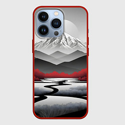 Чехол для iPhone 13 Pro Белые горы и красные деревья, цвет: 3D-красный