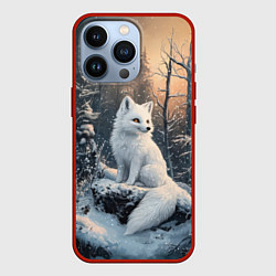 Чехол iPhone 13 Pro Белый лисенок в зимнем лесу