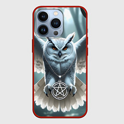 Чехол для iPhone 13 Pro Лес и белая сова, цвет: 3D-красный