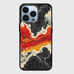 Чехол iPhone 13 Pro Красно-черная потертая текстура