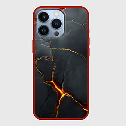 Чехол iPhone 13 Pro Серая текстура с золотым изломом