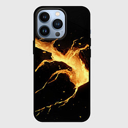 Чехол iPhone 13 Pro Золотой разлом на черной плите текстура