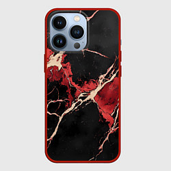 Чехол iPhone 13 Pro Красно-черная потертая текстура