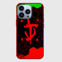 Чехол iPhone 13 Pro Doom лого соты текстура