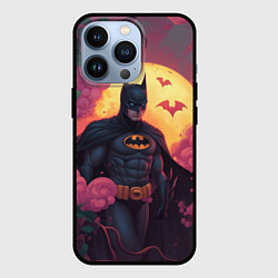 Чехол iPhone 13 Pro Бэтмен и дерево с цветами