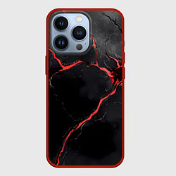 Чехол iPhone 13 Pro Красный разлом в черной стене