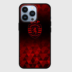 Чехол для iPhone 13 Pro Sporting red poly, цвет: 3D-черный