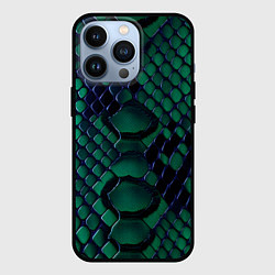 Чехол iPhone 13 Pro Бирюзовая змеиная кожа