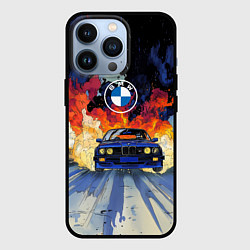 Чехол iPhone 13 Pro Синяя БМВ за огнем
