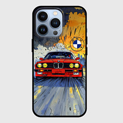 Чехол для iPhone 13 Pro Красная BMW на скорости, цвет: 3D-черный