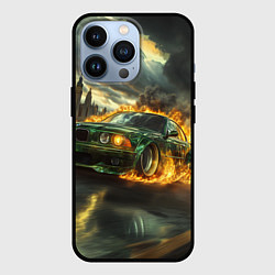 Чехол для iPhone 13 Pro BMW огненная скорость, цвет: 3D-черный