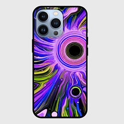 Чехол iPhone 13 Pro Абстрактный неоновый космос - чёрная дыра