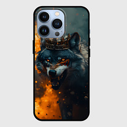 Чехол iPhone 13 Pro Злой волк в огне