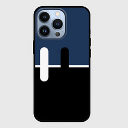 Чехол iPhone 13 Pro Простая абстракция сине-чёрный с белым