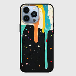 Чехол для iPhone 13 Pro Разноцветные капли текстура, цвет: 3D-черный
