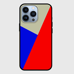 Чехол iPhone 13 Pro Серо-сине-красный трёхцветный