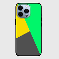 Чехол для iPhone 13 Pro Жёлто-серо-зелёный трёхцветный, цвет: 3D-черный