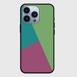 Чехол iPhone 13 Pro Сине-зелёно-розовый тёмный трёхцветный