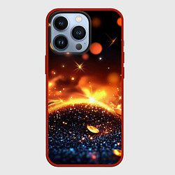 Чехол iPhone 13 Pro Оранжевое боке на черном