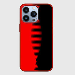 Чехол iPhone 13 Pro Чёрно-красный пополам с переходом