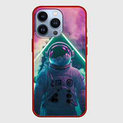 Чехол для iPhone 13 Pro Космонавт в космосе с треугольником, цвет: 3D-красный