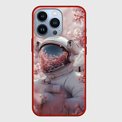 Чехол iPhone 13 Pro Космонавт в весенних листьях