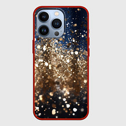 Чехол iPhone 13 Pro Золотые блестки на черно-синем фоне