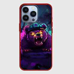 Чехол для iPhone 13 Pro Зловещий медведь, цвет: 3D-красный