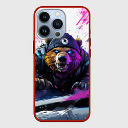Чехол iPhone 13 Pro Злой медведь и краски