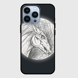 Чехол для iPhone 13 Pro Черепа лошадей - эскиз, цвет: 3D-черный