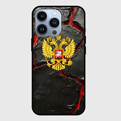 Чехол iPhone 13 Pro Герб России черные плиты