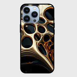 Чехол iPhone 13 Pro Черно-золотая абстракция