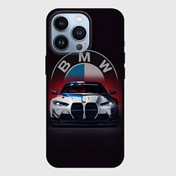 Чехол iPhone 13 Pro BMW на красном фоне