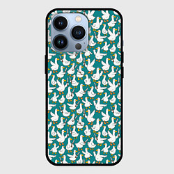 Чехол для iPhone 13 Pro Злой гусь узор, цвет: 3D-черный