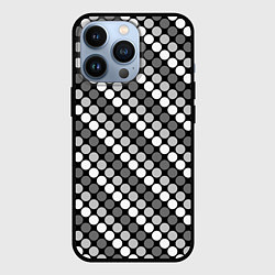 Чехол iPhone 13 Pro Белый серый горох на черном ретро