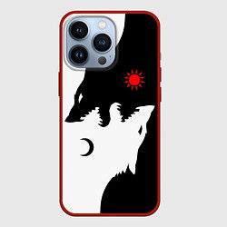 Чехол для iPhone 13 Pro Инь янь волки, цвет: 3D-красный