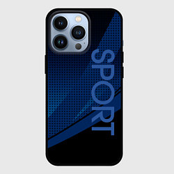 Чехол iPhone 13 Pro Sport чёрно-синий геометричный