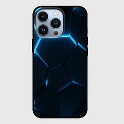 Чехол для iPhone 13 Pro Черные плиты с синим светом, цвет: 3D-черный