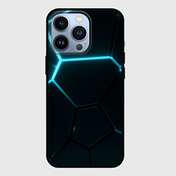 Чехол iPhone 13 Pro Синие плиты с неоном