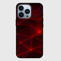 Чехол iPhone 13 Pro Красные полигоны с неоном