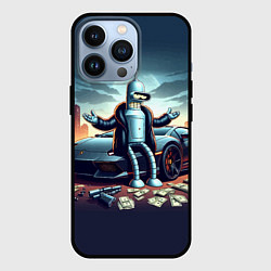 Чехол iPhone 13 Pro Бендер рядом с Ламбо и рассыпанным баблом