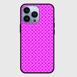 Чехол iPhone 13 Pro Неоновый малиновый розовый узор в горошек