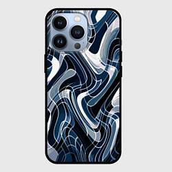 Чехол iPhone 13 Pro Тёмно-синий искажённая абстракция