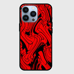 Чехол iPhone 13 Pro Чёрно-красный абстрактный линии