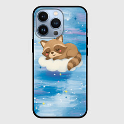 Чехол iPhone 13 Pro Милый енот спит на облаке