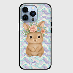 Чехол iPhone 13 Pro Зайчик с венком из цветов на голове
