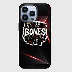 Чехол для iPhone 13 Pro Bones logo stickers, цвет: 3D-черный