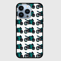 Чехол iPhone 13 Pro Motorbike light blue