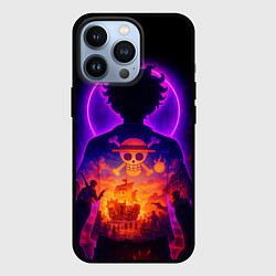 Чехол iPhone 13 Pro Ванпис - неоновый Луффи