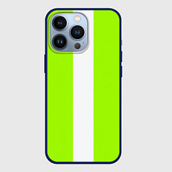 Чехол для iPhone 13 Pro Color light green white stripes, цвет: 3D-тёмно-синий